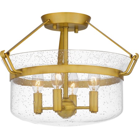 Quoizel Prescott 4-Light Aged Brass Semi-Flush Mount QSF5602AB